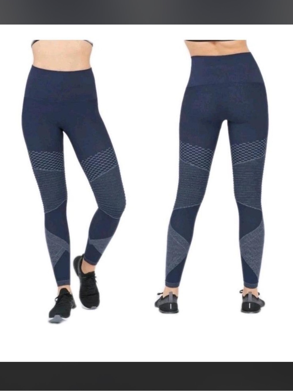 SPANX Look at Me Now Seamless Moto Navy High-Waist Textured Leggings Women Small